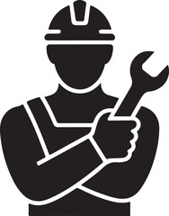 Worker with wrench vector illustration