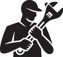 Worker with wrench vector illustration