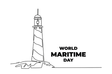 World maritime day concept. Single line draw design. Vector graphic illustration