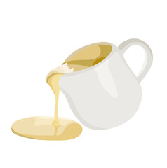 Condensed Milk Pouring From a Ceramic Pitcher Illustration Isolated on White Background