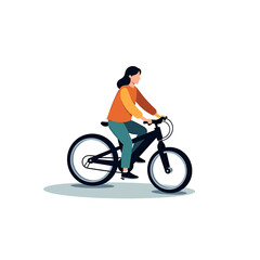 Obraz premium Person Riding a Bicycle Illustration, Enjoying Outdoor Activity and Healthy Lifestyle, Flat Vector Design