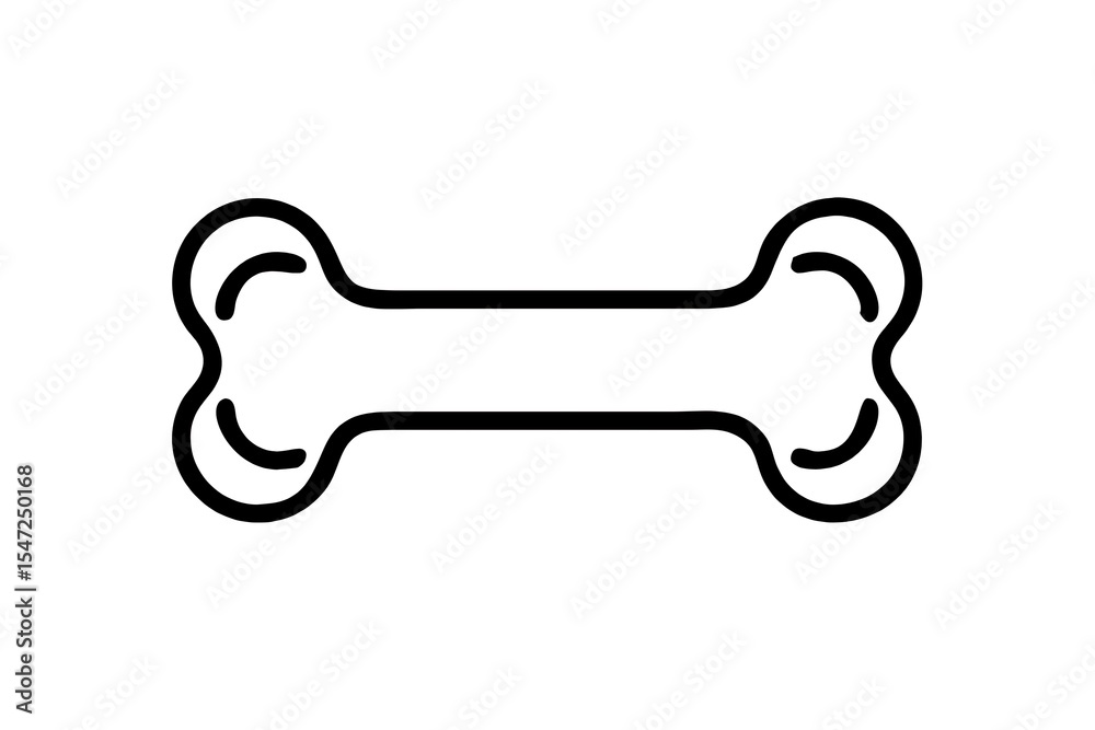 Poster a simple black outline of a bone shape centered on a white background in a minimalist style image