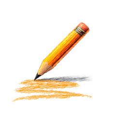 Animated pencil icon making a drawing motion in a continuous stroke isolated on white background