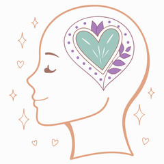 Mindfulness, Heart, and Inner Peace A Gentle Illustration of Self-Love and Mental Wellbeing