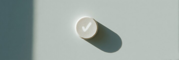 Modern Prize Check Mark Badge with Radial Edges on Plain Surface - Quality Assurance Symbol for Branding and Digital Marketing Campaigns