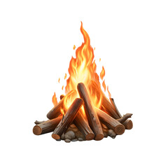 Campfire icon with warm animated glow, symbolizing grounding, connection, and comfort in nature isolated on white background.