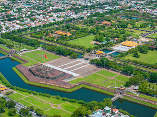 Aerial view of Hue imperial citadel UNESCO hertitage site, Vietnam