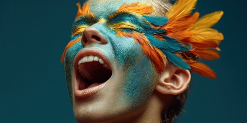 National Jane Day Celebration with Feather Face Paint, Expressive Dance for Summer Pride Fest and Music Festival Campaigns Embracing Vibrant Cultural Expression