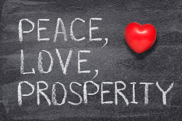 peace, love, prosperity heart
