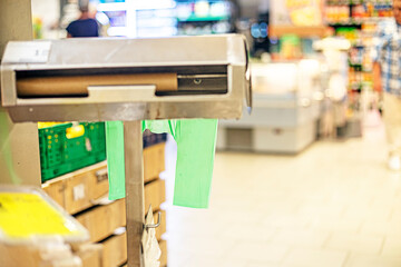 disposable bag machine in a supermarket. Environment