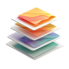 Floating card with layered depth and expanding shadows on hover interaction simulation isolated on white background