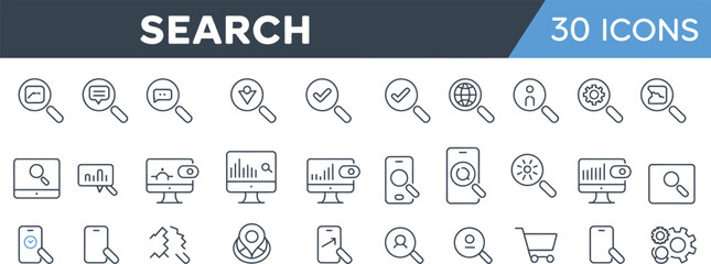 Search icons set isolated on white background