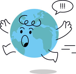 Earth Mascot Character Runs in Fear Vector Emoji Reaction