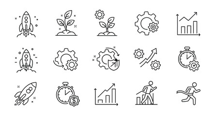 Outline vector icon set of business and growth themes for various applications
