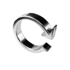 Realistic arrow back icon rotating in a 3D loop with smooth metallic shading and depth shadow isolated on white background