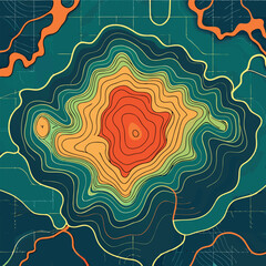 Background of the topographic map. Topographic map lines, contour background. Geographic abstract grid