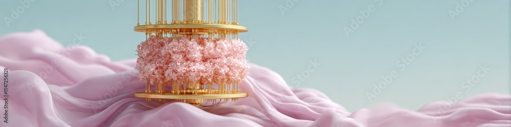 Aufkleber Cryogenic Cooling Quantum Computer Core with Superconducting Qubits and Layered Hardware Architecture Featuring Advanced Tech Innovation for Precision Computing