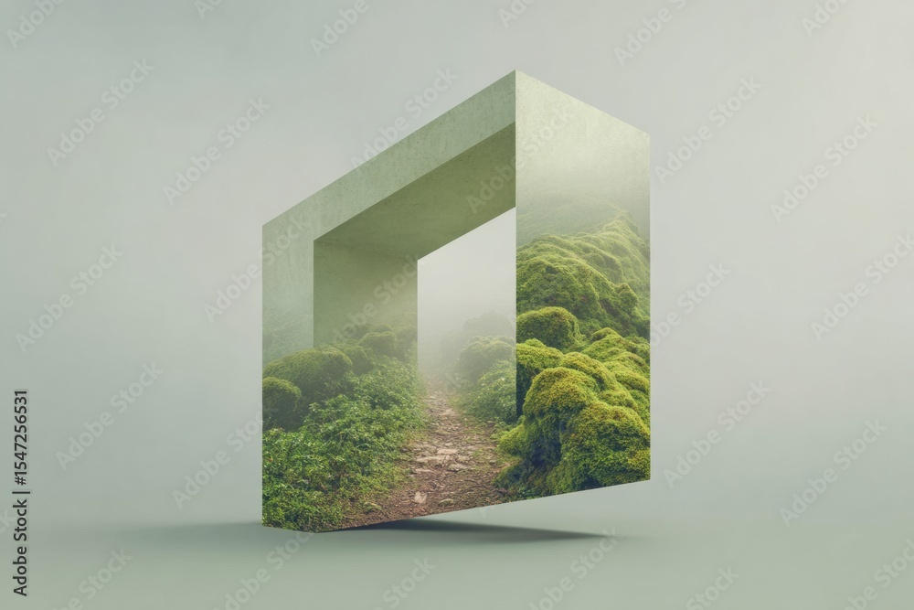 Poster abstract geometric corporate header with interlocking shapes and smooth dimensional surfaces for mod