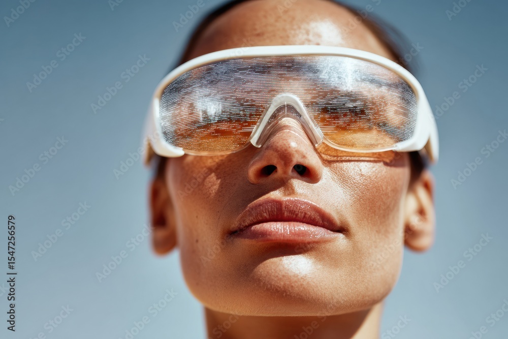 Aufkleber Futuristic Wearable Smart Glasses with Digital Interfaces Reflecting Algorithm Innovation on Young Professional Tech Advancement and Digital Transformation