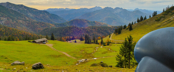 Landschaftspanorama mit Fernglas Rotwand Bayern