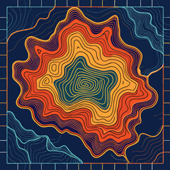 Background of the topographic map. Topographic map lines, contour background. Geographic abstract grid