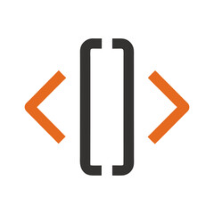 Minimalist coding brackets icon logo for programming software development and tech apps