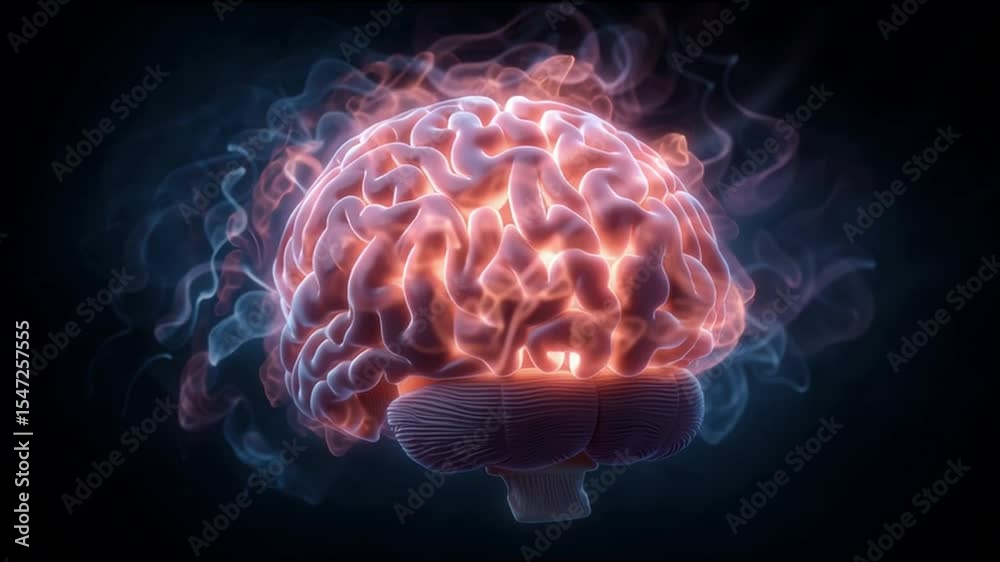 Aufkleber this captivating display reveals intricate details of the human brain highlighted by glowing effects