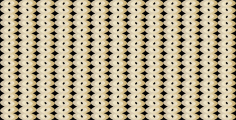 The repetition of geometric curved planes in golden brown creates a dynamic yet elegant impression against a black background.