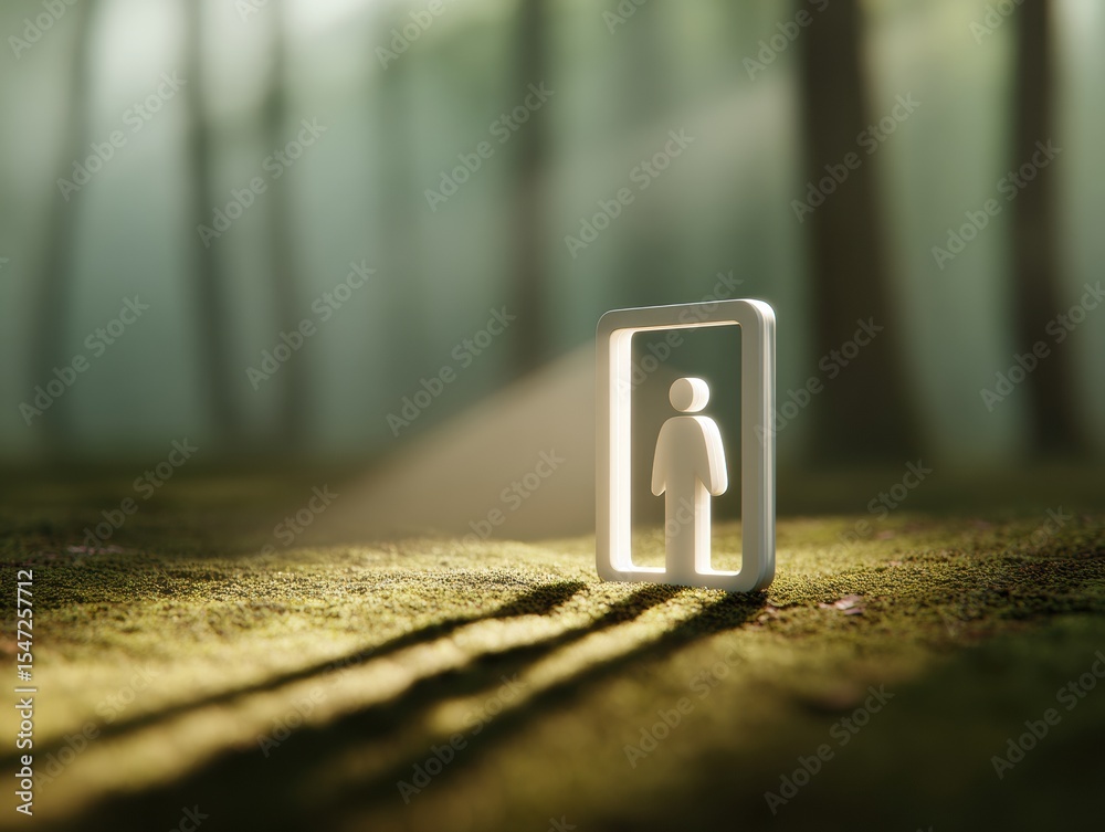 Fototapete minimalist user icon on natural surface with soft lighting symbolizing digital identity and online p