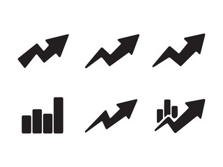 Set of Black and White Growth Icons for Business Presentations