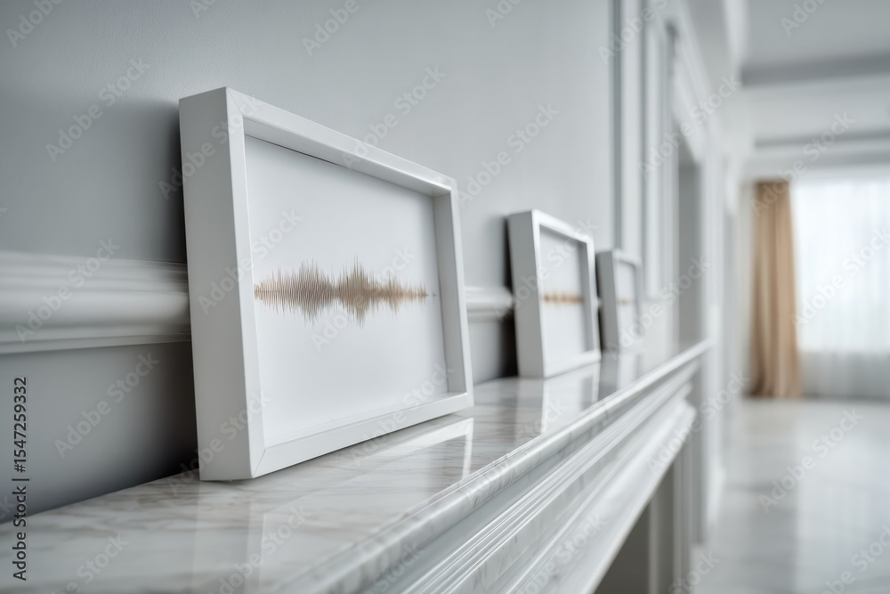 Poster minimalist seismograph waveform art in neutral tones with soft natural light - modern geological haz