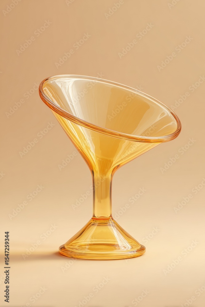Poster transparent amber plastic funnel on neutral surface with realistic texture for marketing and digital