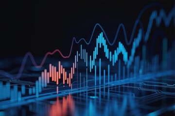 Naklejka premium Blue Stock Graph – Modern Financial Trading Concept