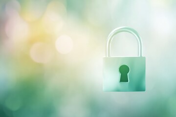 Ethereal Cybersecurity Training Sign with Padlock and Shield Icons in Soft Green and Pale Yellow for Modern Workplace Security Awareness