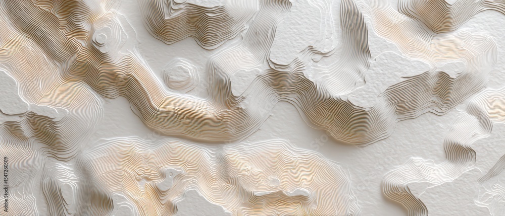 Aufkleber Minimalist Topographic Contour Lines with Neutral Tones for Modern Geographic Visualization and Structural Design - Clean Abstract Terrain Pattern