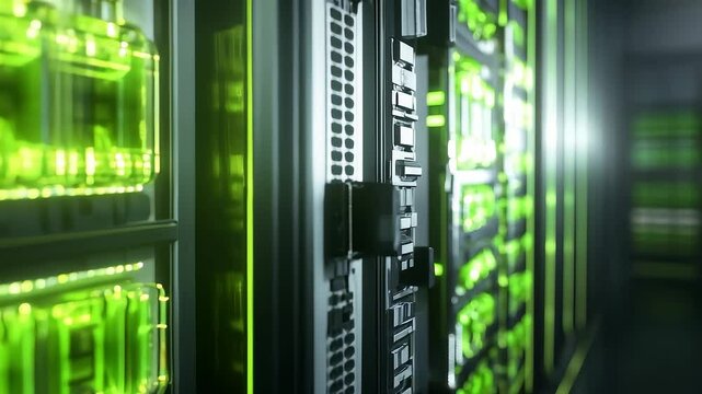 Green Light Shimmering Technology Data Center Server Room