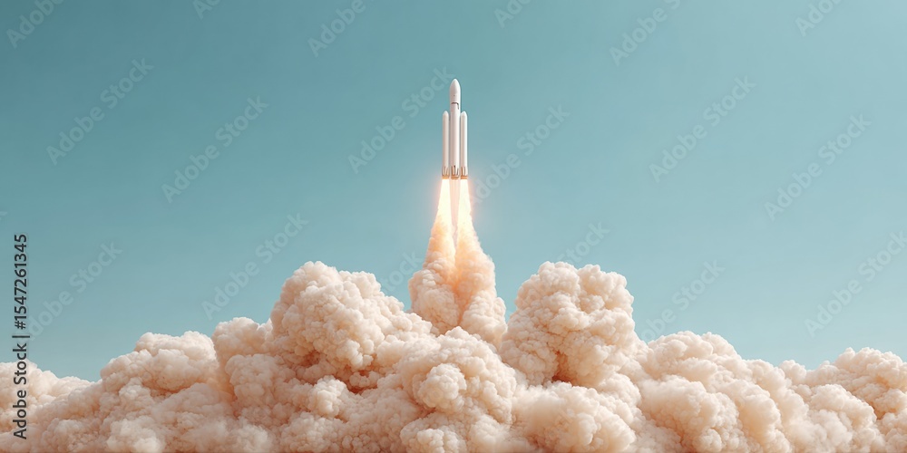 Poster falcon 9 rocket launch with starlink payload at launch complex 40, vertical liftoff, cloud exhaust, 