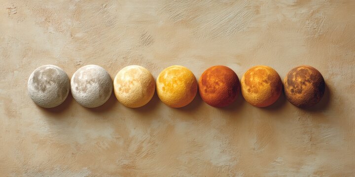 Modern Satellite Icon Set Featuring Lunar Cycle Phases from Crescent to Full Moon with Scientific Labels for Astronomy Education and Space Exploration