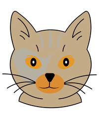 Gray Cream Cartoon Cat Face Vector
