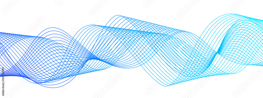 Poster Abstract wave background with smooth, interwoven lines forming a fluid, oscillating pattern. Sense of rhythm and motion, resembling frequency waves or digital soundwaves.