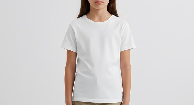 Blank White T-Shirt Mockup for Kids Simple Design, Versatile Apparel