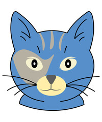 Blue Cartoon Cat Head Vector