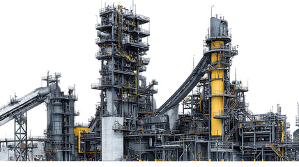 Fototapeta premium Industrial refinery plant complex isolated on transparent background