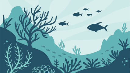 Serene Underwater Scene with Coral Reef and Fish