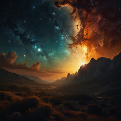 sunset in the mountains