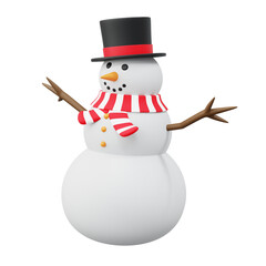 3d Set Snowman with Xmas hat. Illustration of the snowman wearing Santa hat Christmas decoration design theme