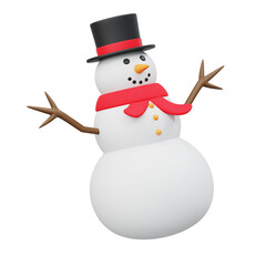 3d Set Snowman with Xmas hat. Illustration of the snowman wearing Santa hat Christmas decoration design theme