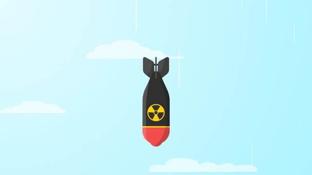 Nuclear Bomb Falling Animation &ndash; Vector Motion Graphic in 4K