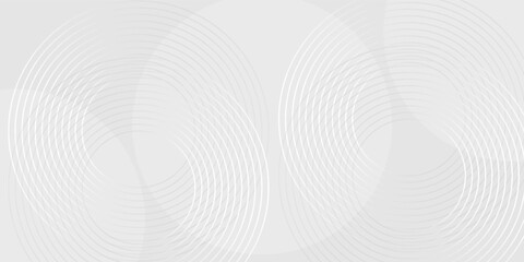 Abstract white glowing geometric lines on gray background. Modern shiny blue circle lines pattern. Futuristic technology concept. Suit for cover, poster, banner, brochure, header, website vector