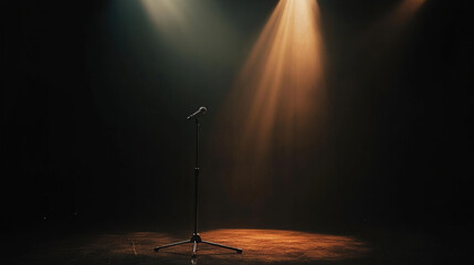 A black clean background in the light of spotlight. 